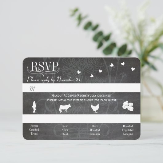 Light Powder Blue Mason Jar Chalkboard Weddenschap RSVP Kaartje (Staand voorkant)