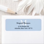 Light Powder Blue Monogram Script-retouradres Etiket (Insitu)