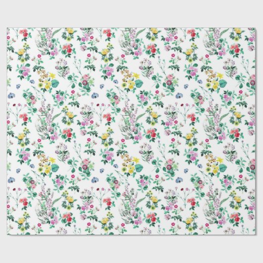 Light Pretty Summer Floral Pattern Cadeaupapier (Vlak)