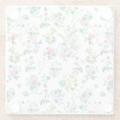 Light Pretty Summer Floral Pattern Glazen Onderzetter (Achterkant)