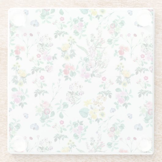 Light Pretty Summer Floral Pattern Glazen Onderzetter (Achterkant)