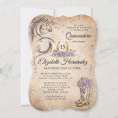 Light Purple and Gold Quince Rustic Horse Birthday Kaart (Voorkant)