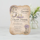 Light Purple and Gold Quince Rustic Horse Birthday Kaart (Staand voorkant)