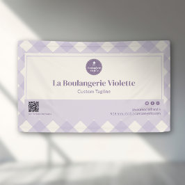 Light Purple Bakery Gingham QR Code Event Display Spandoek