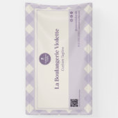  Light Purple Bakery Gingham QR Code Event Display Spandoek (Verticaal)