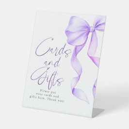Light Purple Bow Cards and Gifts Bridal Shower Reclamebord Met Voetstuk