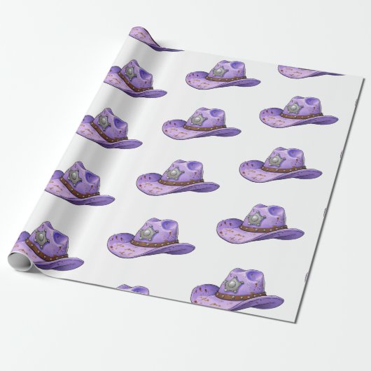 Light Purple Cowgirl Hat Cadeaupapier (Uitgerold)