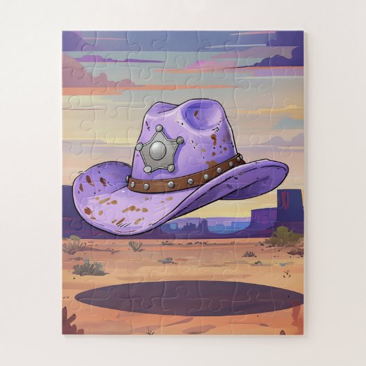 Light Purple Cowgirl Hat Floating In Desert Legpuzzel (Verticaal)