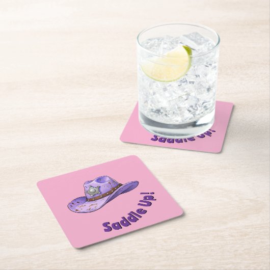 Light Purple Cowgirl Hat Kartonnen Onderzetters (Insitu)