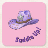 Light Purple Cowgirl Hat Kartonnen Onderzetters (Voorkant)