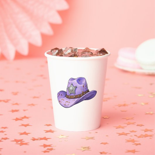Light Purple Cowgirl Hat Papieren Bekers (Insitu)
