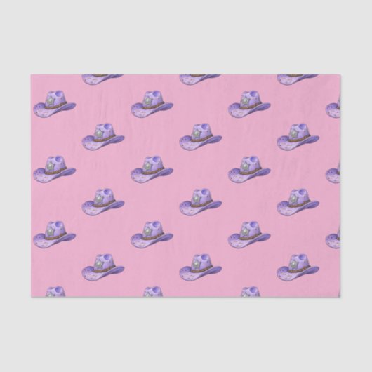 Light Purple Cowgirl Hat-Pink Background Tissuepapier (Voorkant)