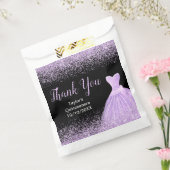 Light Purple Dress Faux Glitter Quinceanera Bedankzakje (Gezegeld)
