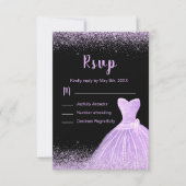 Light Purple Dress Faux Glitter Sweet 16 Birthday RSVP Kaartje (Voorkant)