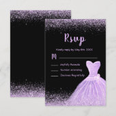 Light Purple Dress Faux Glitter Sweet 16 Birthday RSVP Kaartje (Voorkant / Achterkant)