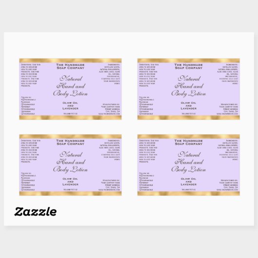 Light Purple & Gold Foil Cosmetics Bottle Label (Vel)