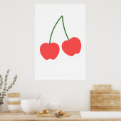 Light Red Cherry Retro Poster 60's 70-citaat (Keuken)
