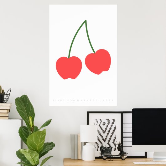 Light Red Cherry Retro Poster 60's 70-citaat (Thuiskantoor)