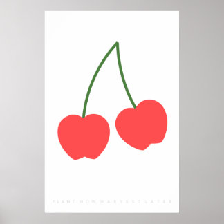 Light Red Cherry Retro Poster 60's 70-citaat