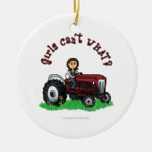 Light Red Farmer Girl Keramisch Ornament (Voorkant)