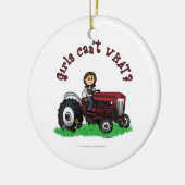 Light Red Farmer Girl Keramisch Ornament (Links)