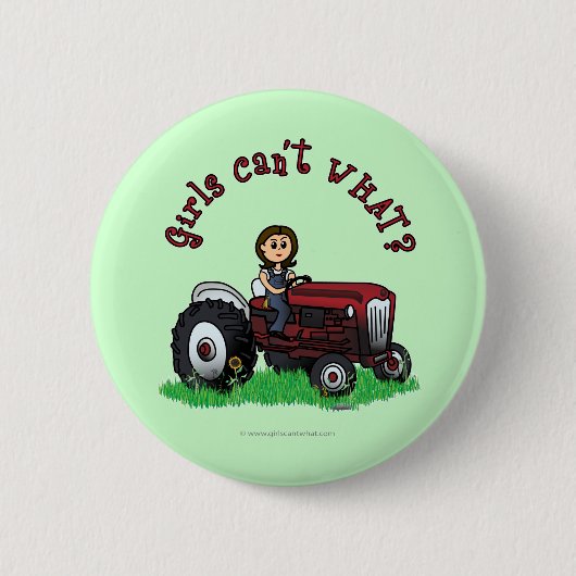Light Red Farmer Girl Ronde Button 5,7 Cm (Voorkant)
