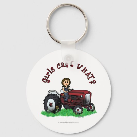 Light Red Farmer Girl Sleutelhanger (Voorkant)