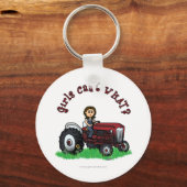 Light Red Farmer Girl Sleutelhanger (Voorkant)