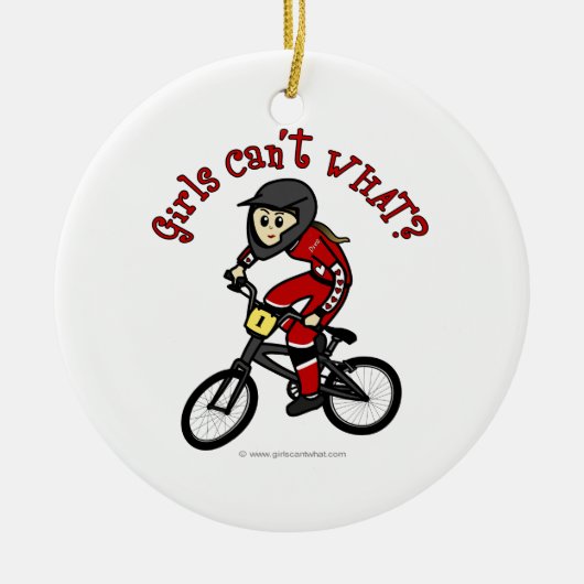 Light Red Girls BMX Keramisch Ornament (Voorkant)
