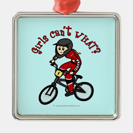 Light Red Girls BMX Metalen Ornament (Voorkant)