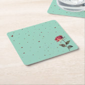 light red rose printed  kartonnen onderzetters (Schuin)