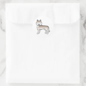 Light Red Siberian Husky Cute Cartoon Dog Ronde Sticker (Tas)