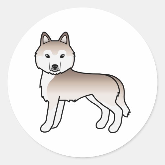 Light Red Siberian Husky Cute Cartoon Dog Ronde Sticker (Voorkant)