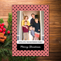 Light Red Sweet Polka Dot Holiday Foto Flat Kaart