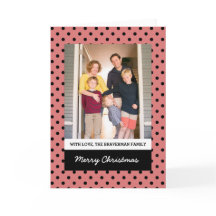 Light Red Sweet Polka Dot Holiday Fotokaart