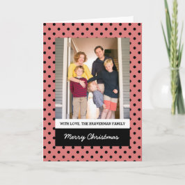 Light Red Sweet Polka Dot Holiday Fotokaart Feestdagen Kaart