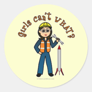 Light Rocket Scientist Girl Ronde Sticker
