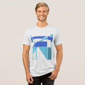 Light & Royal Bluer Blauwgroen geometrische MCM Lo Tri-Blend Shirt (Voorkant volledig)