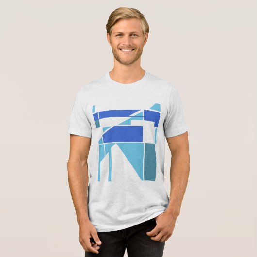 Light & Royal Bluer Blauwgroen geometrische MCM Lo Tri-Blend Shirt (Voorkant volledig)