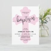 Light Roze Cross Baptisme-uitnodiging Kaart (Staand voorkant)