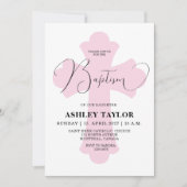Light Roze Cross Baptisme-uitnodiging Kaart (Voorkant)