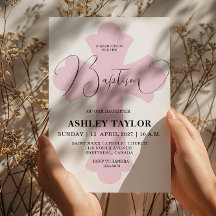 Light Roze Cross Baptisme-uitnodiging