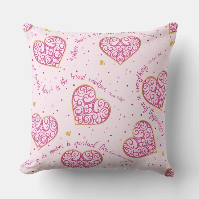 Light Roze Heart Valentijn Designer PIllow Kussen (Voorkant)