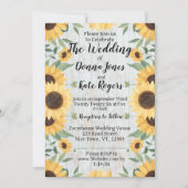 Light Rustic Sunflower Wedding Invitation Kaart (Voorkant)