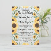 Light Rustic Sunflower Wedding Invitation Kaart (Staand voorkant)