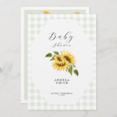 Light Sage Gingham Sunflower Generic Baby shower Kaart (Voorkant / Achterkant)