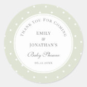 Light Sage Green Baby shower Bedankt voor uw komst Ronde Sticker (Voorkant)