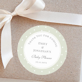Light Sage Green Baby shower Bedankt voor uw komst Ronde Sticker