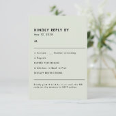 Light Sage Green Meal Choice Wedding RSVP Card (Staand voorkant)