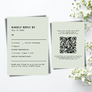Light Sage Green Meal Choice Wedding RSVP Card